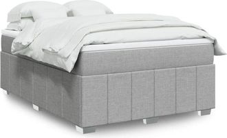 vidaXL Cama Box Spring Con Colch&oacute;n Tela Gris Claro 160x200 Cm Vidaxl