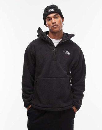The North Face Dirus - Felpa unisex con cappuccio stile passamontagna e zip corta in pile nera-Nero