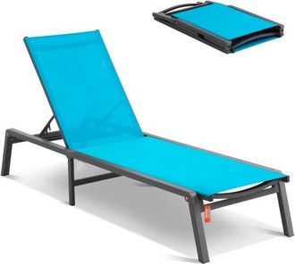 OEM Chaiselongue-sessel F&uuml;r Den Au&szlig;enbereich, Aluminium-terrassen-loungesessel Mit 5 Verstellbaren Positionen, Klappbarer Pool-loungesessel Mit Liegefunkt