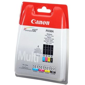 CANON Tinta Bk / C / M / Y Mg-5450, 6350 / Ip7250 (pack 4 Colores) - Cli 551 (blister+alarma)