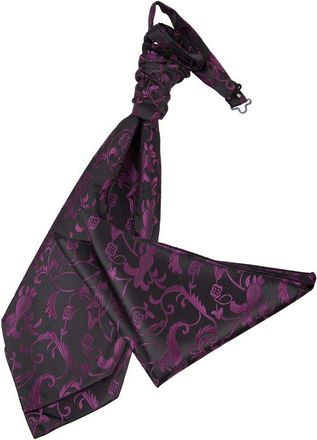 DQT New Passion Wedding Cravat & Hanky Set (Black and Purple)