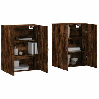 Berkfield Home Wall Mounted Cabinets 2 pcs Smoked Oak 69.5x34x90 cm in Brown