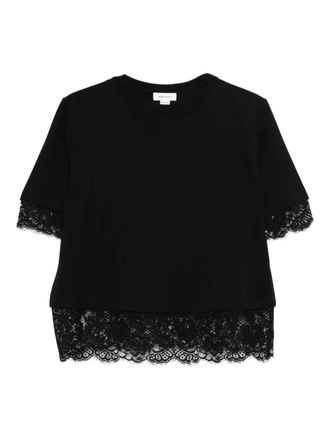 Alexander McQueen lace-trim short-sleeved T-shirt - Black