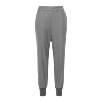 Stella McCartney Sweatpants, female, Gray, 2XS, Grey Wool Trousers with Central Pleats