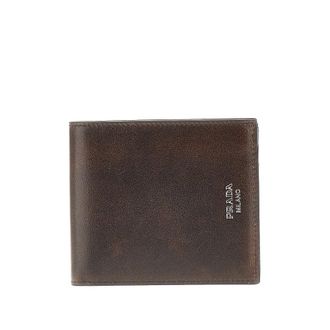 Prada Vintage effect leather bi-fold wallet Man One Size