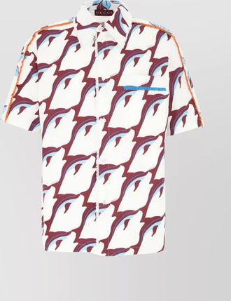 Gucci graphic print poplin shirt with chest pocket