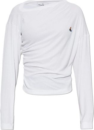 Vivienne Westwood Hebo Top - Dames - Longsleeves - Wit - M - Leer - Tops