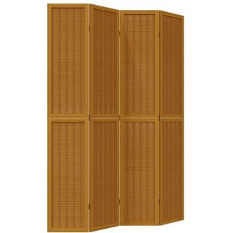 vidaXL Room Divider 4 Panels Brown Solid Wood Paulownia Vidaxl