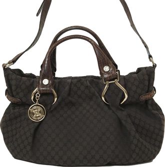 Celine Brown Canvas Leather Shoulder Bag Tote Bag (Pre-Owned)