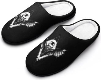 Generic Bat with All-Seeing Eye Mens Slippers Slip On Comfortable Fleece Cotton House Shoes Winter