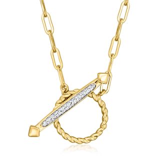 Ross-Simons 18kt Gold Over Sterling Paper Clip Link Necklace With. Diamond Toggle Clasp