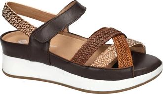 PieSanto 260425 Wedge Sandal - Dames - Sleehakken - Bruin - 40 EU - Wol - Schoenen
