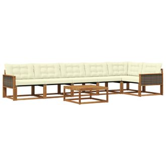 vidaXL Conjunto De Sof&aacute;s De Exterior Con Coj&iacute;n 7 Pcs Natural Y Crema Vidaxl