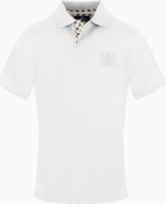 Aquascutum Mens Collared Neck Short Sleeve Polo Shirt - White - Size: 2X large