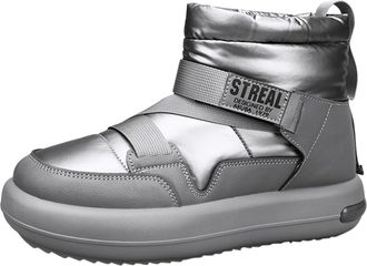 Generic Mens Winter Fashion Warm And Thickened Boots Thick Soled Slip On Boots (Grey, 6.5)