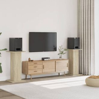 vidaXL Soportes Altavoces 2 Uds Madera Roble Sonoma 30x30x80 Cm Vidaxl