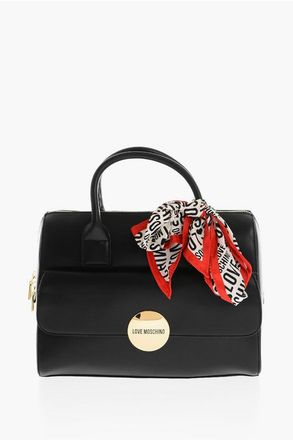 Moschino LOVE logoed handkerchief faux leather SIMPLE HOOP handbag size Unica