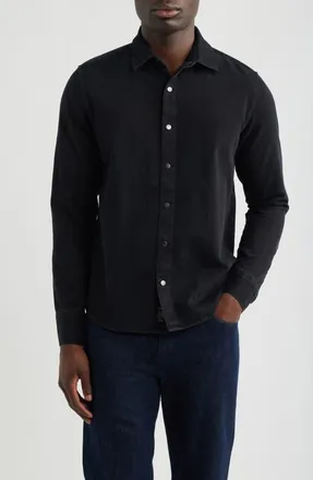 Mavi Cotton Twill Snap-Up Shirt in Black Indigo at Nordstrom, Size X-Large