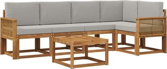 vidaXL Conjunto De Sof&aacute;s De Exterior 6 Uds. Natural Y Gris Claro Vidaxl