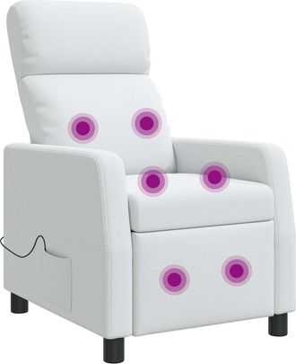 vidaXL Silla De Masajes Reclinable Blanco Tela Vidaxl