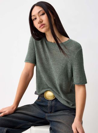 Only Womens Rolled trim fine-knit sweater