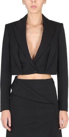 Alexander McQueen Black Solid Notched Lapel Jacket