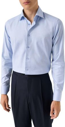 Eton Contemporary Fit Houndstooth Twill Dress Shirt in Light Blue at Nordstrom, Size 18.5