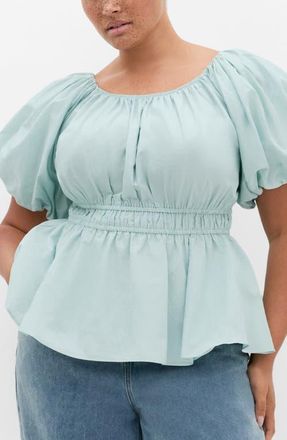 City Chic Lilli Peplum Top in Seafoam at Nordstrom, Size Xxxs