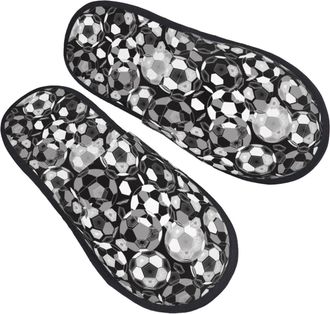 Generic Plush Fluffy Slipper Fashion Football Print Cotton Slipper Lightweight Spa Slippers for Family Indoor Winter M