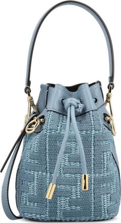 Fendi Tassen, Dames, Blauw, ONE Size, Katoen, Mon Tresor Mini Tas