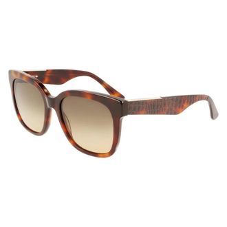 Lacoste Rechthoekige Zonnebril van Acetaat met Krokodillenprint - unisex - Accessoires - Bruin - Maat: 55 MM Taf