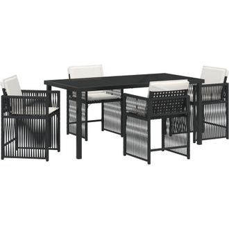 vidaXL Conjunto De Comedor De Jard&iacute;n 5 Pcs Negro Rat&aacute;n Sint&eacute;tico Vidaxl