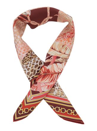 Ferragamo Silk Chain and Animal Print Scarf - Multicolor