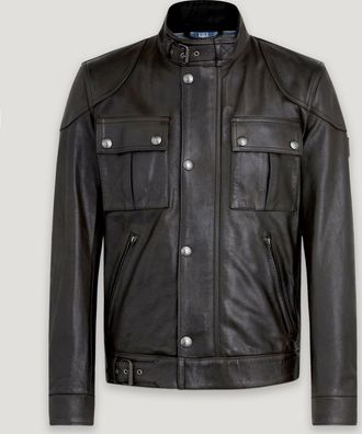 Belstaff Gangster Jacket Mens Hand Waxed Leather Black Size UK 34