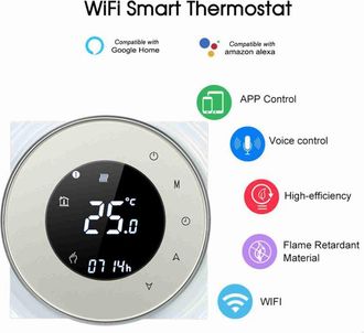 OEM Termostato Programable Para Caldera De Gas, Controlador De Temperatura Por Contacto Seco, Pantalla T&aacute;ctil Lcd Retroiluminada, Control Por Voz, Compati