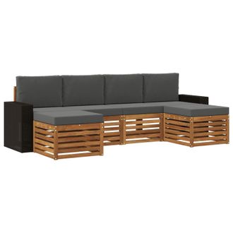 vidaXL Juegos De Sof&aacute;s Con Coj&iacute;n 6 Pcs Natural Y Antracita Vidaxl
