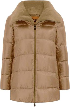 Herno A-lijn Ultralichte Nylon Bontjas - Dames - Winterjassen - Bruin - S - Nylon - Jassen