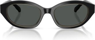 Tory Burch 52mm Irregular Sunglasses in Black /Dark Grey at Nordstrom