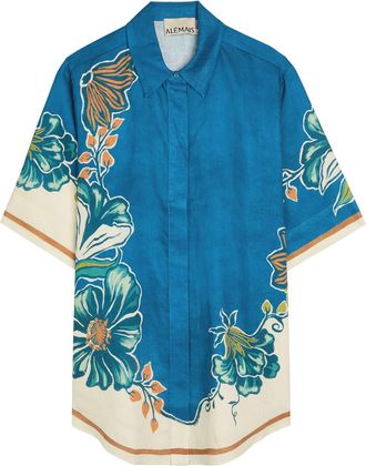 Alemais Alemais Luda Printed Linen Shirt - Blue - 16 (UK16 / XL)