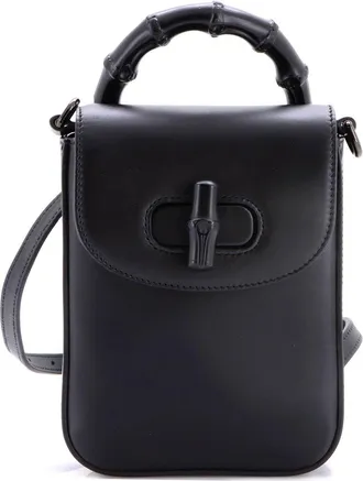 Gucci Black Leather Bamboo Top Handle Backpack Mini (Authentic Pre-Loved)