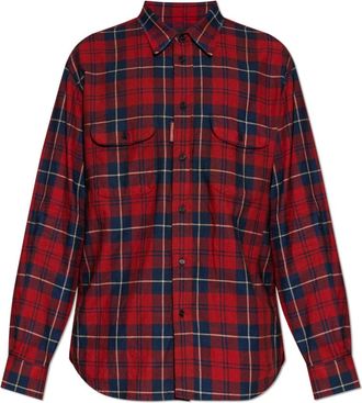 Dsquared2 Geruite overhemd - Heren - Casual Overhemden - Rood - XS - Katoen - Overhemden