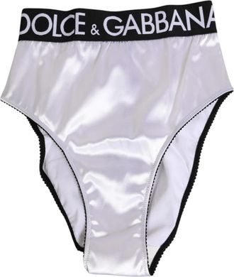 Dolce & Gabbana High-Waist Briefs - Dames - Onderbroek - Wit - S - Satijn - Ondergoed