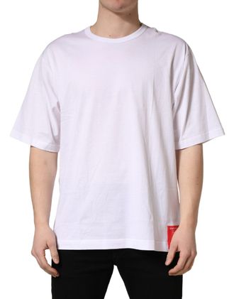 Dolce & Gabbana Mens White Cotton Short Sleeves Crew Neck T-Shirt