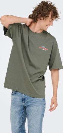 Only & Sons T-Shirt ONLY & SONS ONSFRANK RLX SS TEE NOOS, Herren, Gr. XXL, castor gray print:chopsticks, Jersey, Obermaterial: 100% Baumwolle, bedruckt, relaxed f