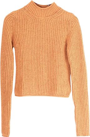 Acne Studios Mock Neck Sweater in Brown Cotton
