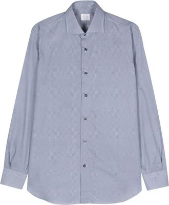 Mazzarelli geometric-pattern shirt - men - Cotton - 44 - Blue