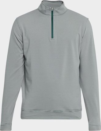 Peter Millar Mens Perth Striped Performance Quarter-Zip Sweater