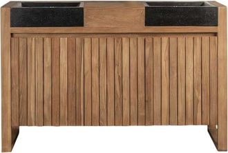 Wanda Collection Mueble de teca lavabos para cuarto de baño 140 negro