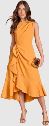 Coast Crepe Ruffle Low Back Dress in Orange at Nordstrom, Size 10