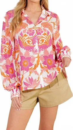 Flying Tomato Sunset Garden Blouse In Pink